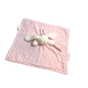 Blankets and Beyond Lovey White Bunny Rabbit Pink Dots Security Blanket Soft